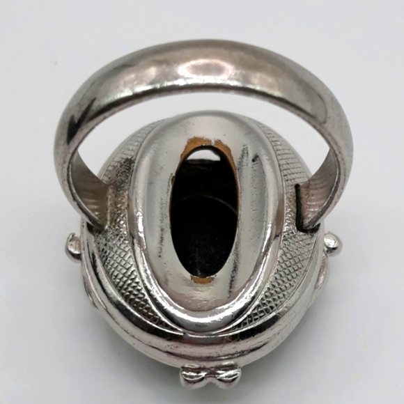 Vtg. WHITING & DAVIS Silver Ring with Ornate Design and Large Onyx Stone 6.5 - Picture 10 of 10